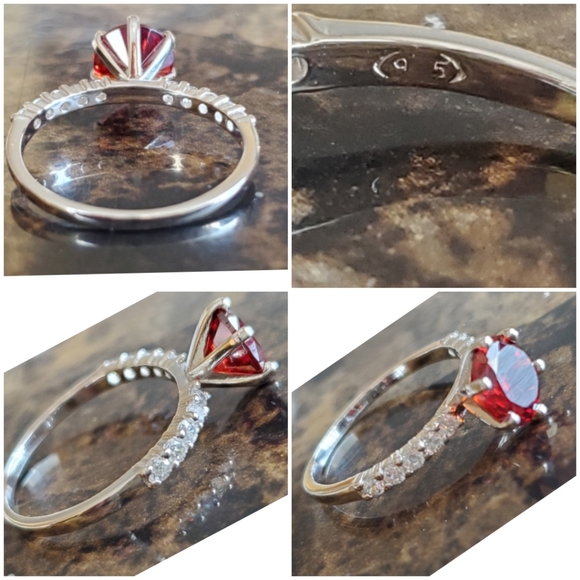 Genuine 2ct Red Garnet Ring Size 8 - Picture 7 of 8